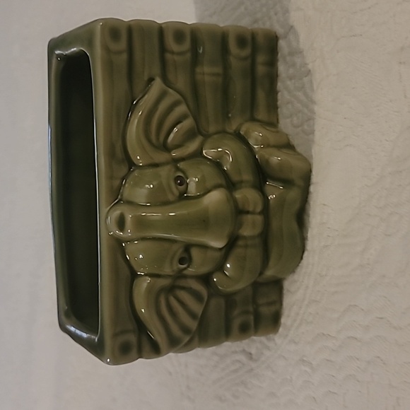 Elephant bamboo planter container green good luck ceramic - Picture 1 of 8